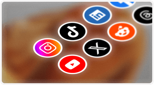 Multiple social media platform logos