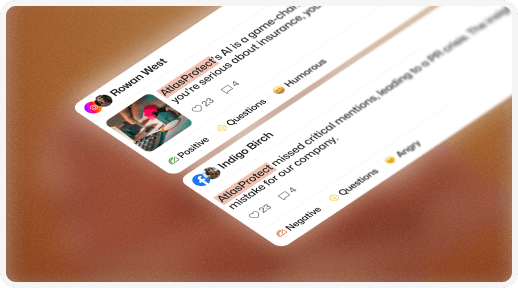 Social media feed showing customer feedback from multiple users